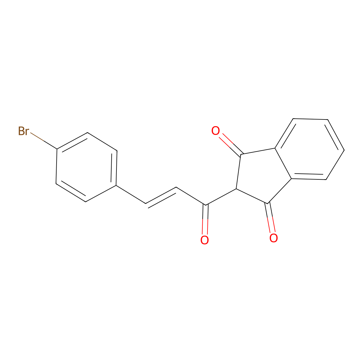 1H-Indene-1,3(2H)-dione, 2-[3-(4-bromophenyl)-1-oxo-2-propenyl]- molecular structure, CAS 20926-82-3