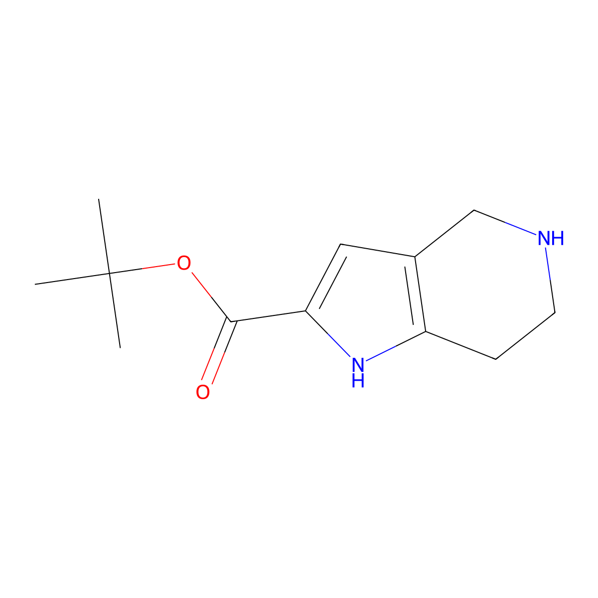 tert-butyl 1H,4H,5H,6H,7H-pyrrolo[3,2-c]pyridine-2-carboxylate molecular structure, CAS 2092600-45-6