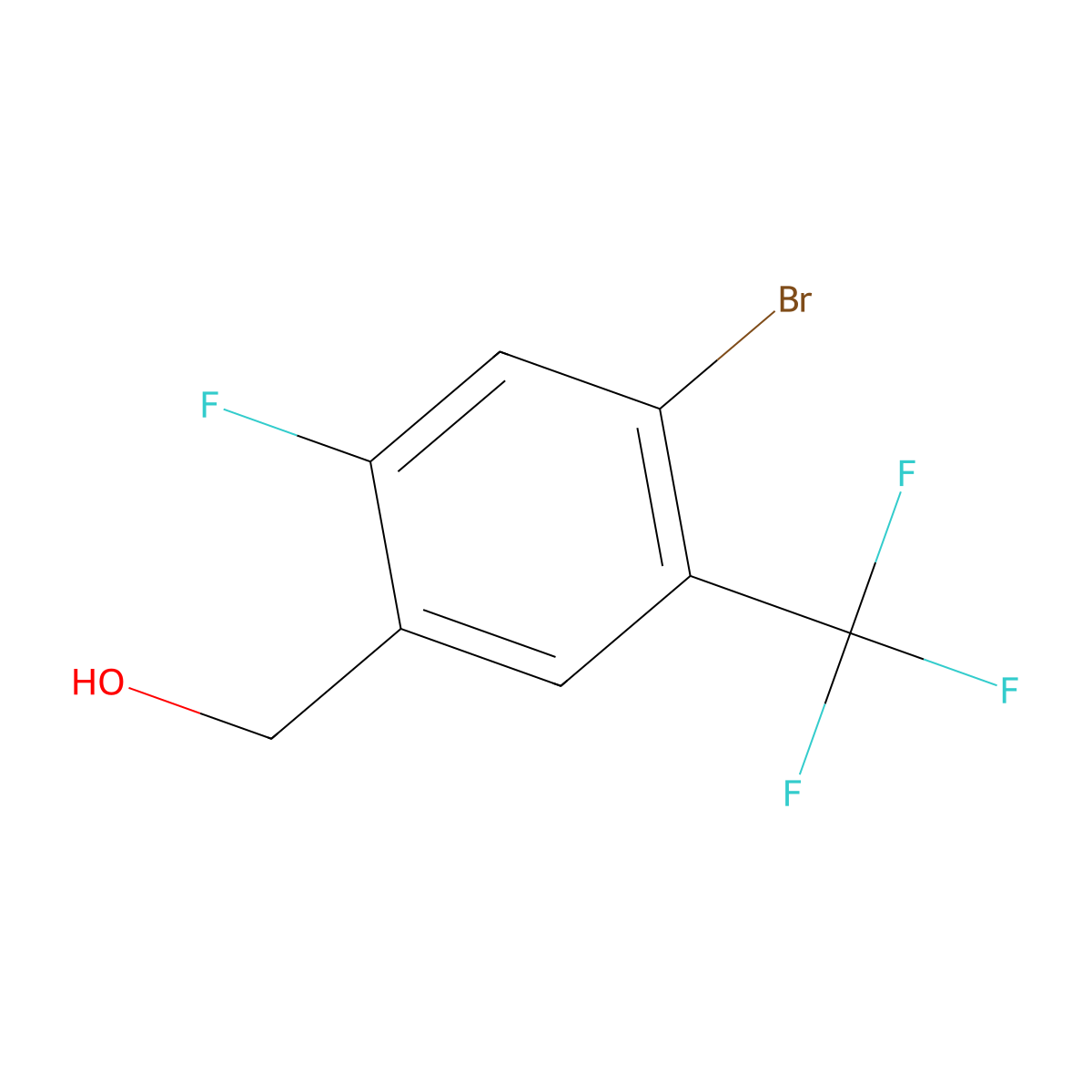 (4-Bromo-2-fluoro-5-(trifluoromethyl)phenyl)methanol molecular structure, CAS 2092603-19-3