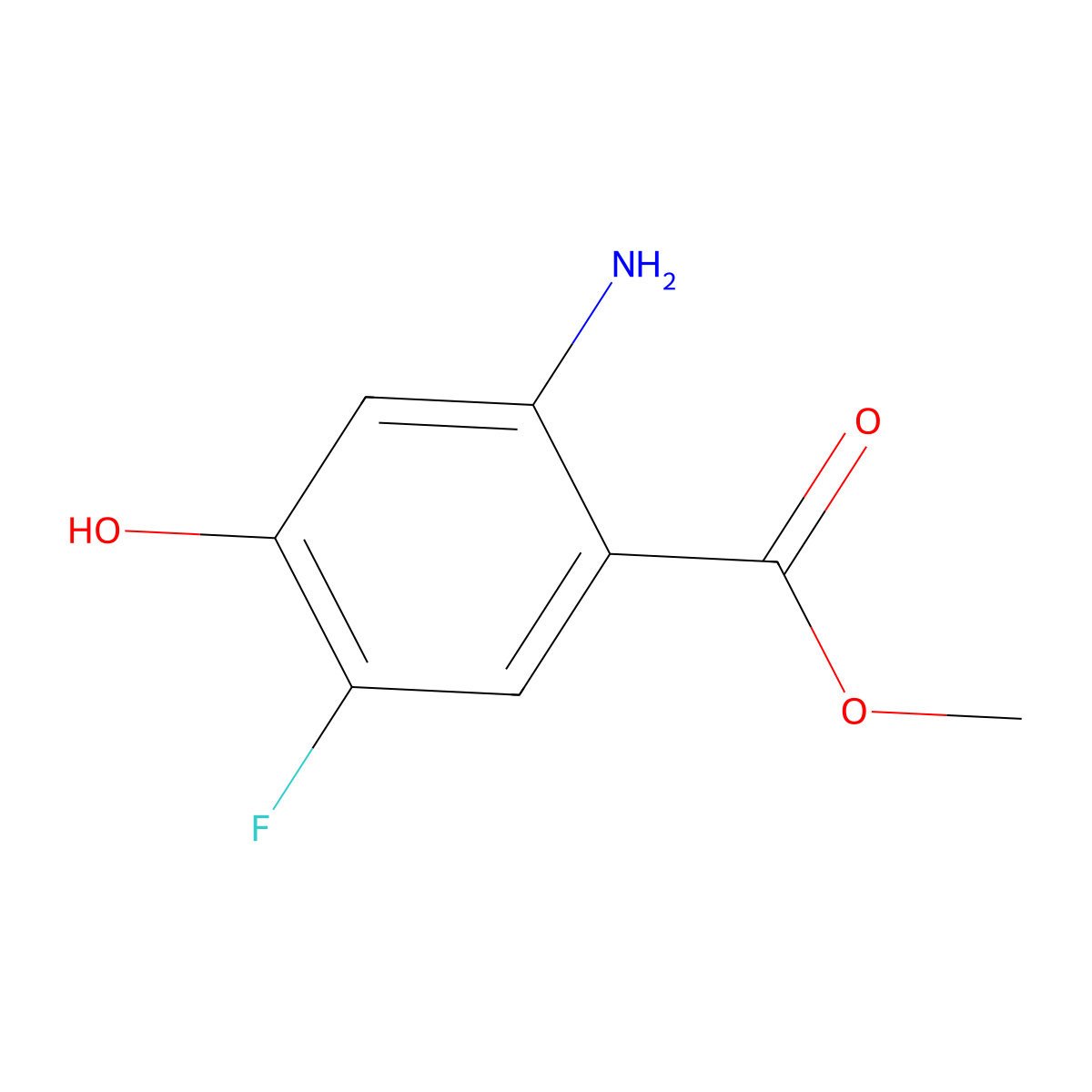 Methyl 2-amino-5-fluoro-4-hydroxybenzoate molecular structure, CAS 2092605-85-9