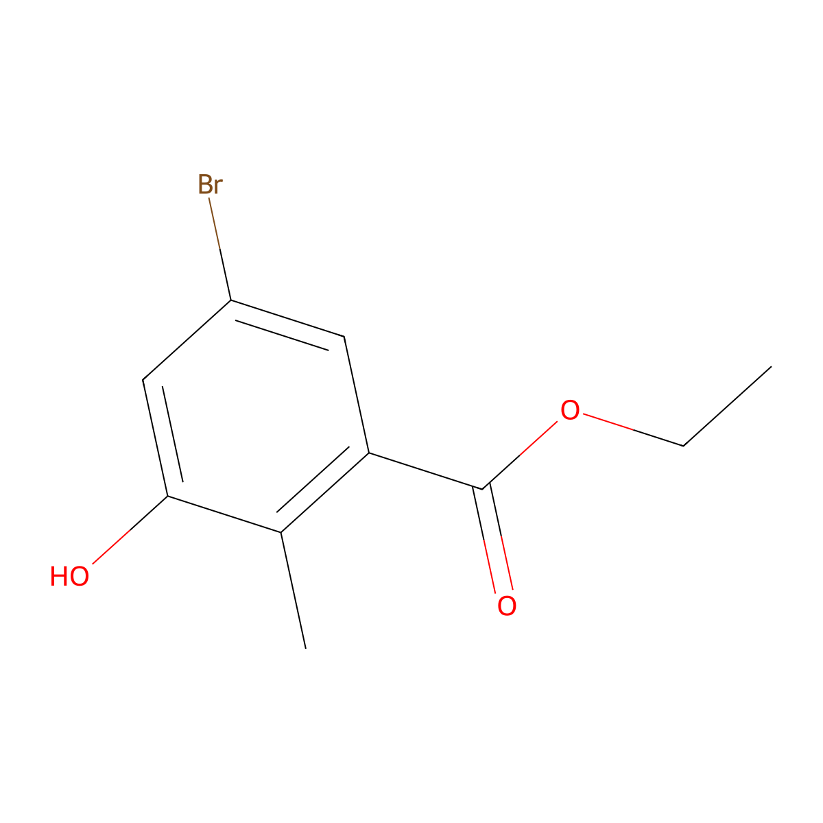 Ethyl 5-bromo-3-hydroxy-2-methylbenzoate molecular structure, CAS 2092606-12-5
