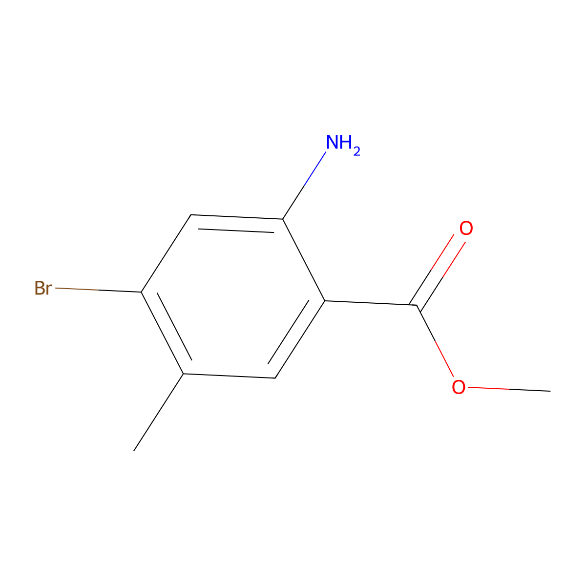 Methyl 2-amino-4-bromo-5-methylbenzoate molecular structure, CAS 2092607-42-4