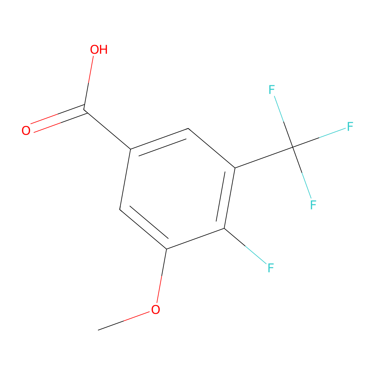 4-Fluoro-3-methoxy-5-(trifluoromethyl)benzoic acid molecular structure, CAS 2092607-78-6