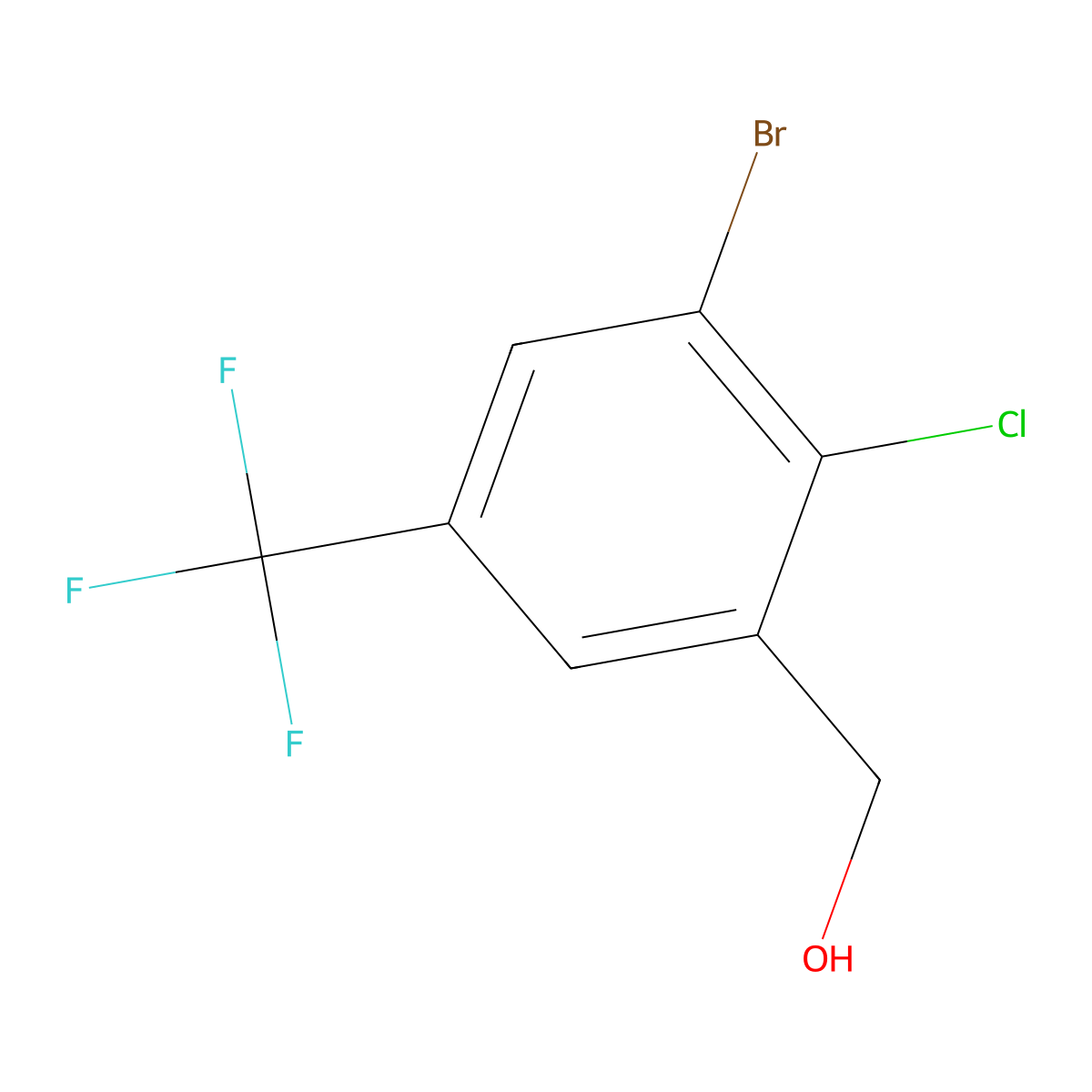 3-Bromo-2-chloro-5-(trifluoromethyl)benzyl alcohol molecular structure, CAS 2092609-70-4