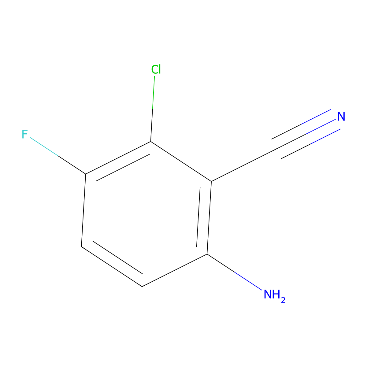 2-Amino-6-chloro-5-fluorobenzonitrile molecular structure, CAS 2092610-02-9
