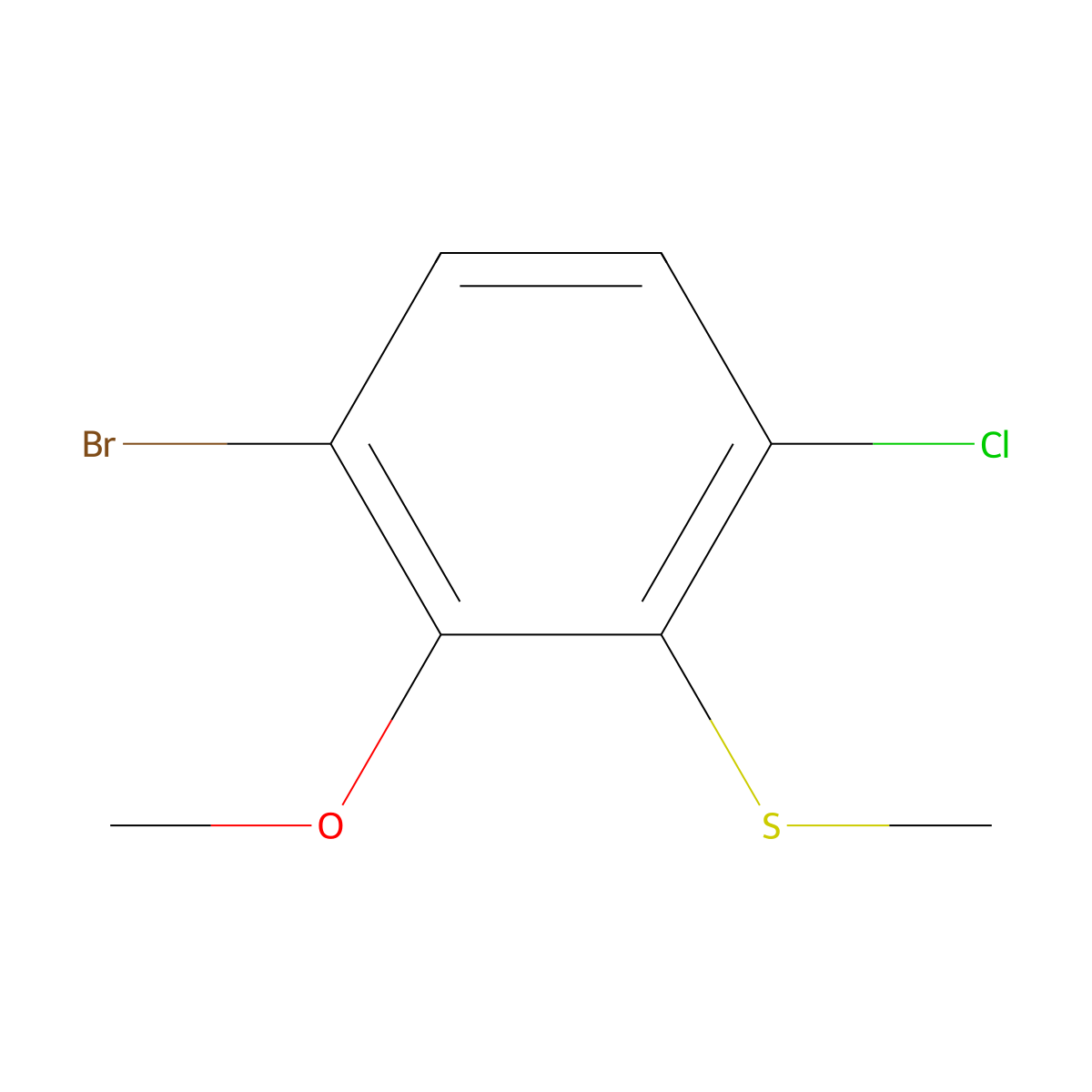 (3-Bromo-6-chloro-2-methoxyphenyl)(methyl)sulfane molecular structure, CAS 2092612-18-3