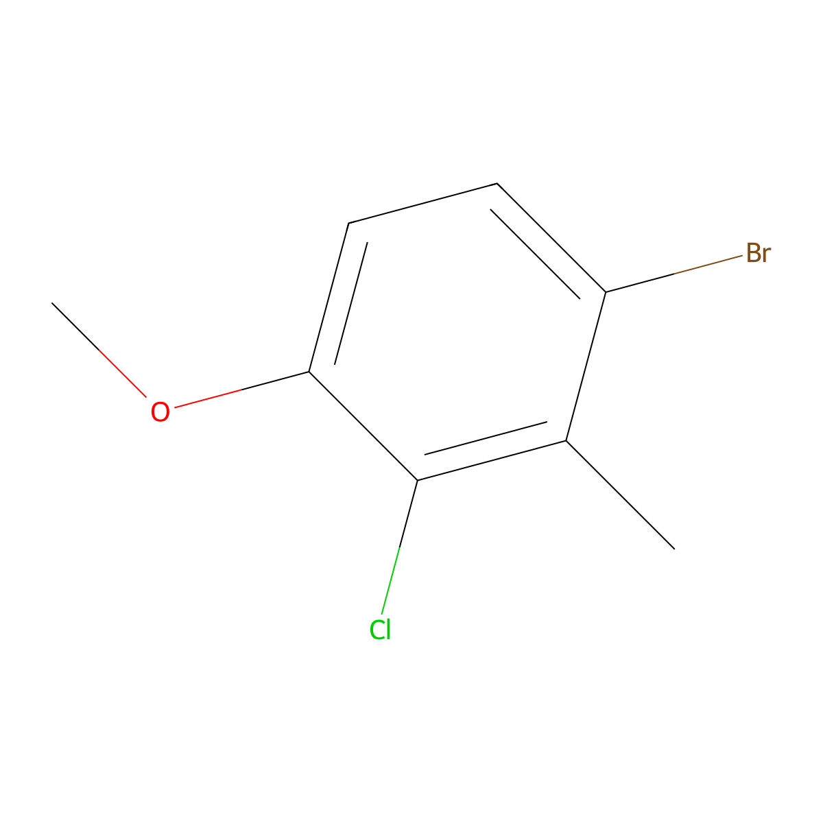 1-Bromo-3-chloro-4-methoxy-2-methylbenzene molecular structure, CAS 2092612-32-1