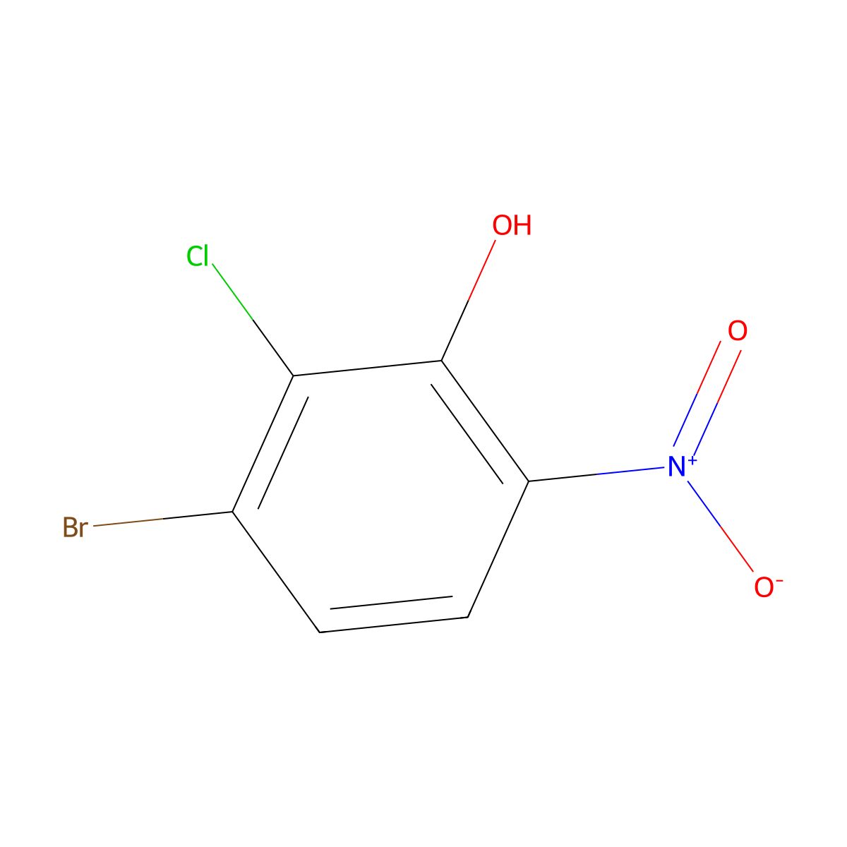 3-Bromo-2-chloro-6-nitrophenol molecular structure, CAS 2092613-24-4