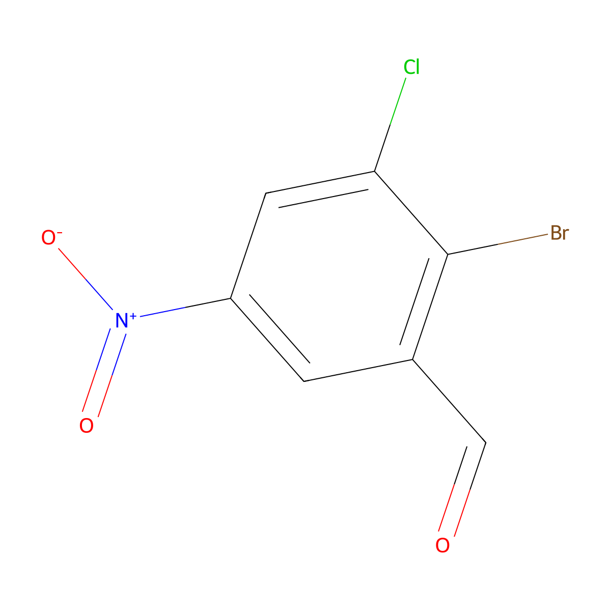 2-Bromo-3-chloro-5-nitrobenzaldehyde molecular structure, CAS 2092613-45-9