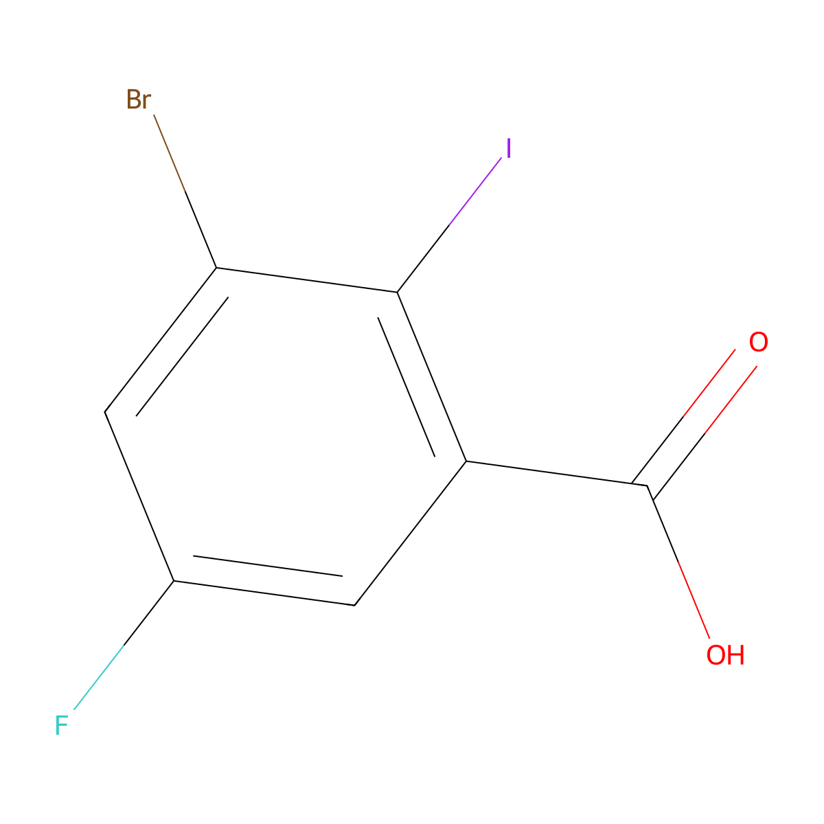 3-Bromo-5-fluoro-2-iodobenzoic acid molecular structure, CAS 2092613-57-3