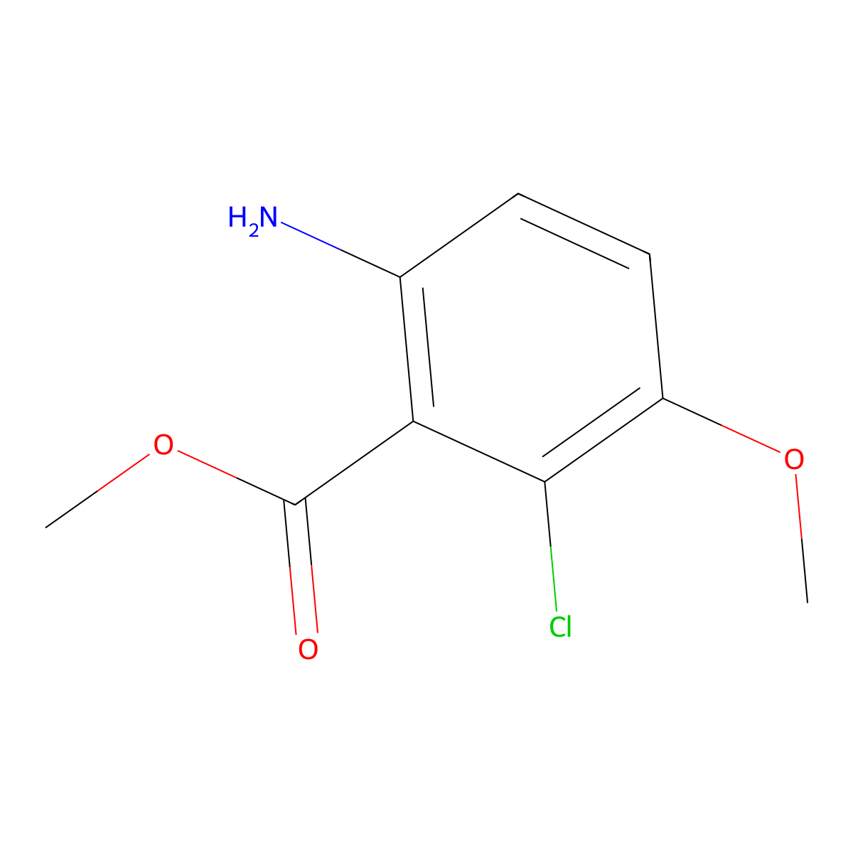 Methyl 6-amino-2-chloro-3-methoxybenzoate molecular structure, CAS 2092614-95-2
