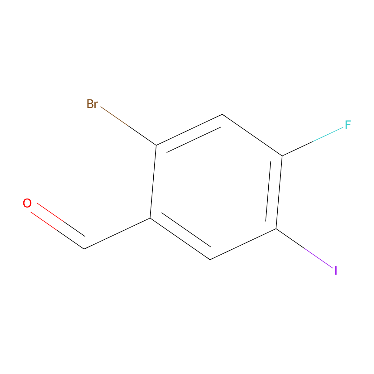 2-Bromo-4-fluoro-5-iodobenzaldehyde molecular structure, CAS 2092615-22-8