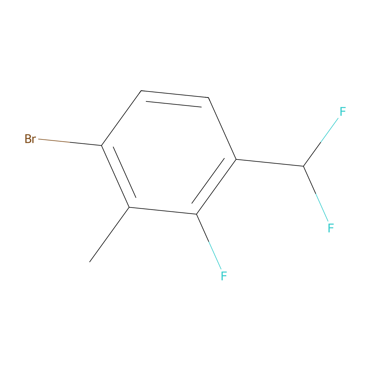 1-Bromo-4-(difluoromethyl)-3-fluoro-2-methylbenzene molecular structure, CAS 2092615-57-9