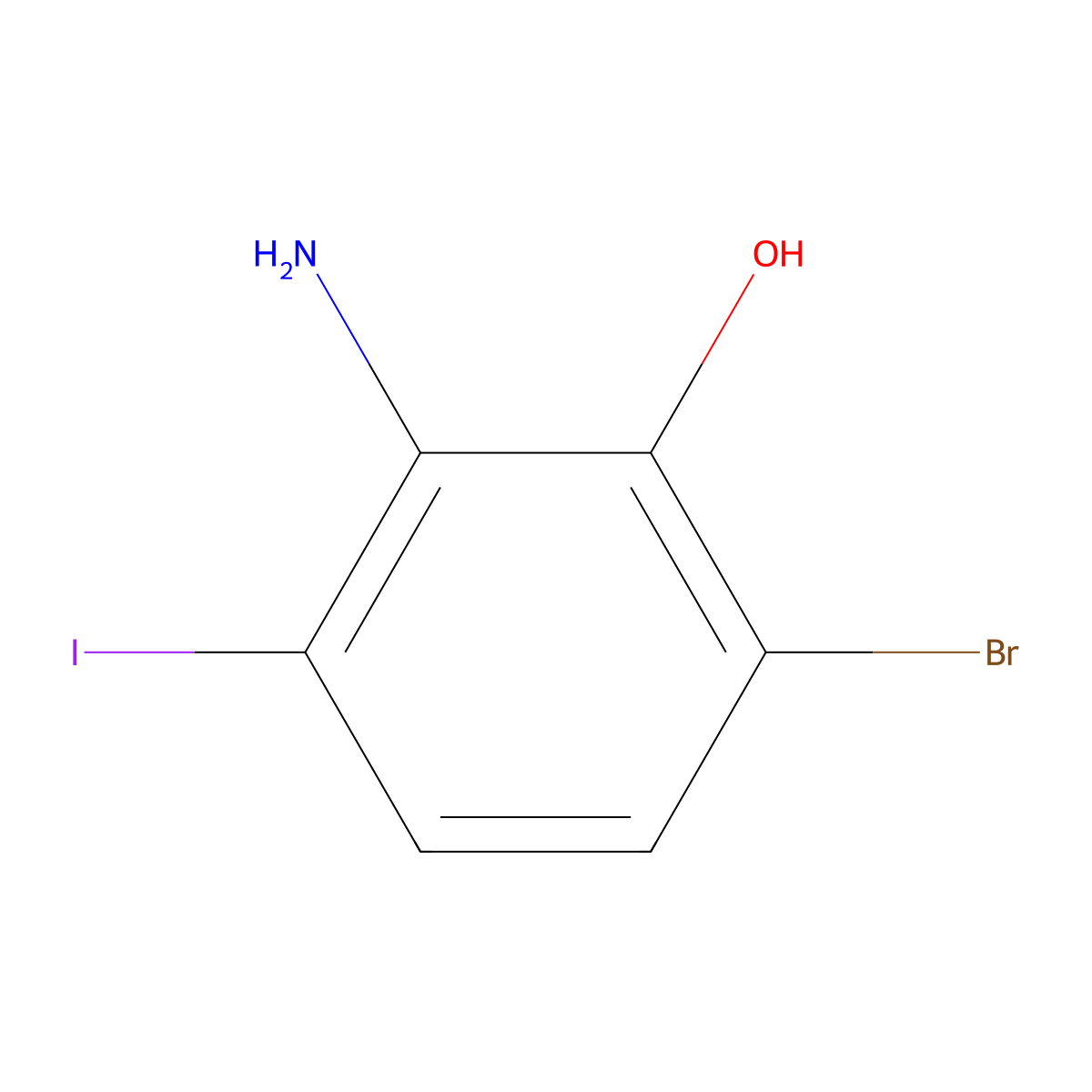 2-Amino-6-bromo-3-iodophenol molecular structure, CAS 2092616-33-4