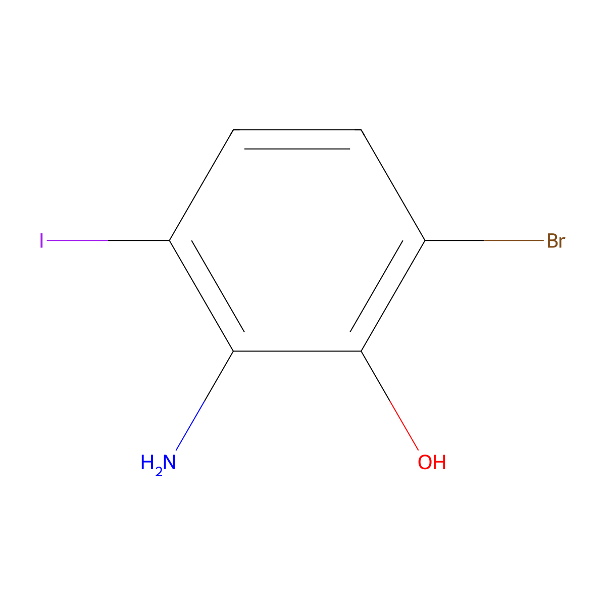 2-Amino-6-bromo-3-iodophenol molecular structure, CAS 2092616-33-4