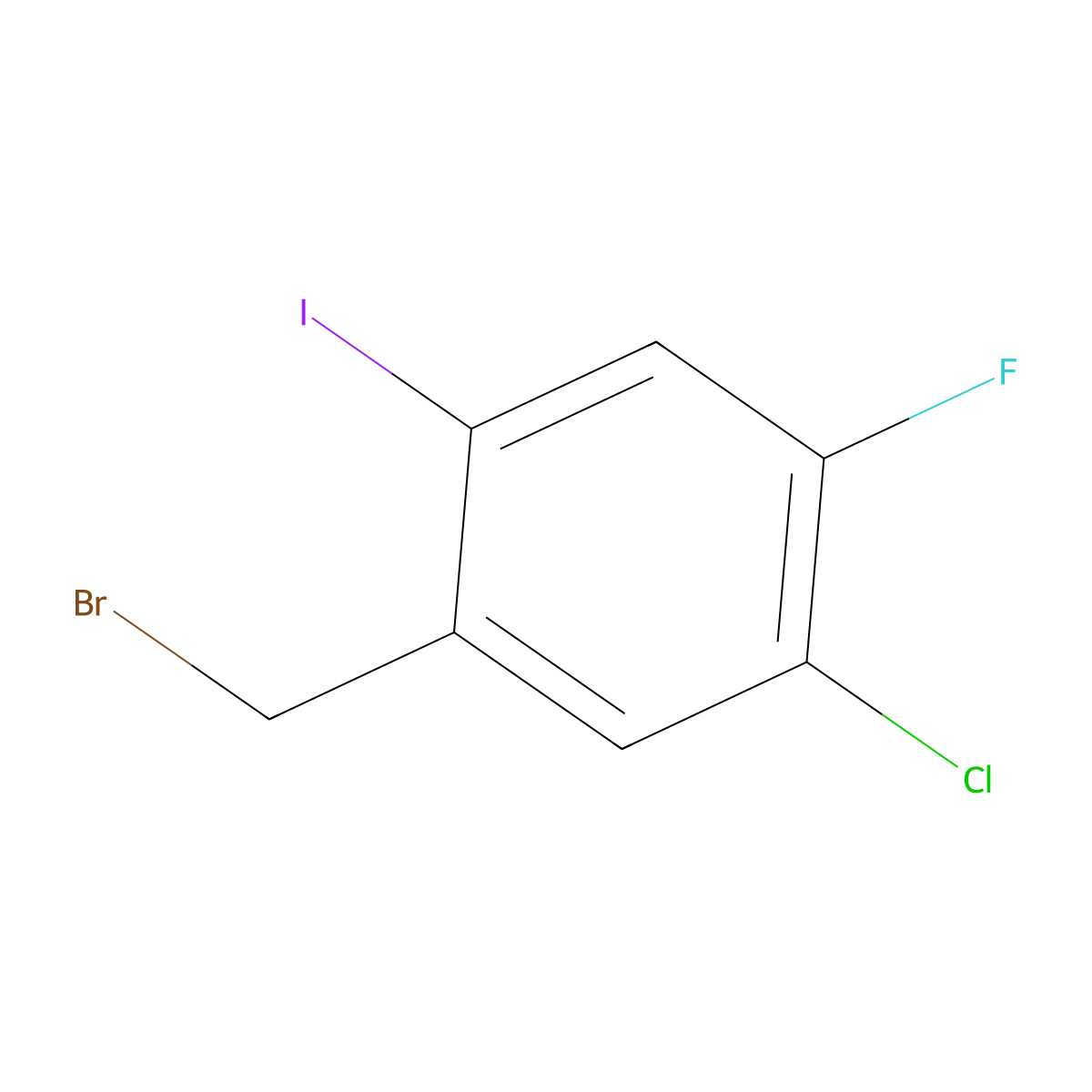 1-(Bromomethyl)-5-chloro-4-fluoro-2-iodobenzene molecular structure, CAS 2092616-74-3