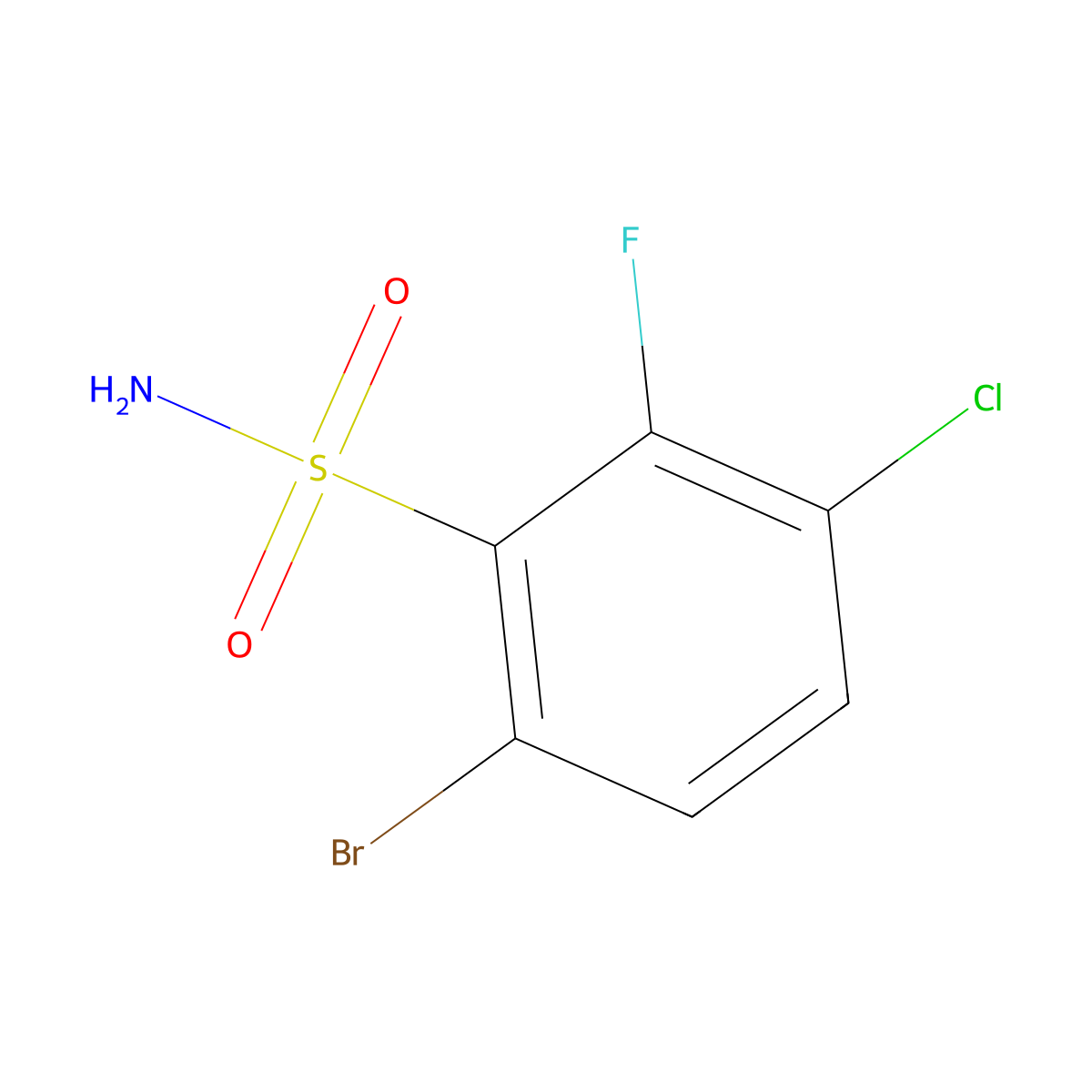 6-Bromo-3-chloro-2-fluorobenzene-1-sulfonamide molecular structure, CAS 2092618-23-8