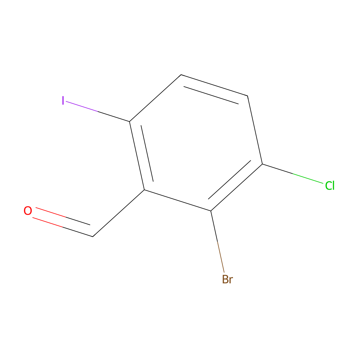 2-Bromo-3-chloro-6-iodobenzaldehyde molecular structure, CAS 2092619-02-6