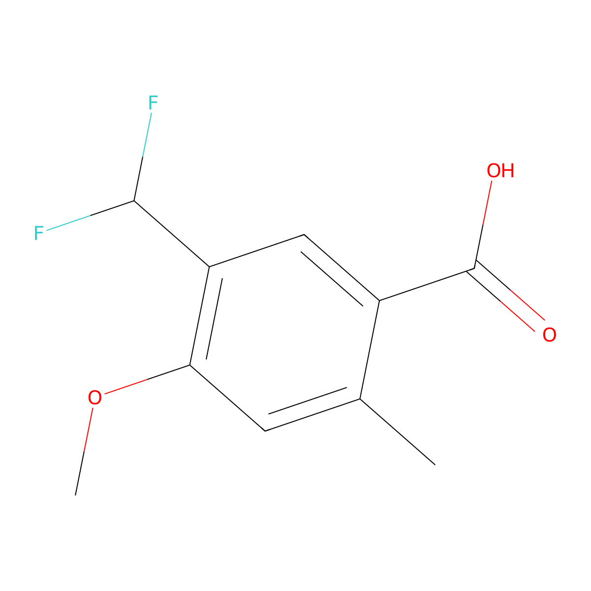5-(Difluoromethyl)-4-methoxy-2-methylbenzoic acid molecular structure, CAS 2092619-39-9