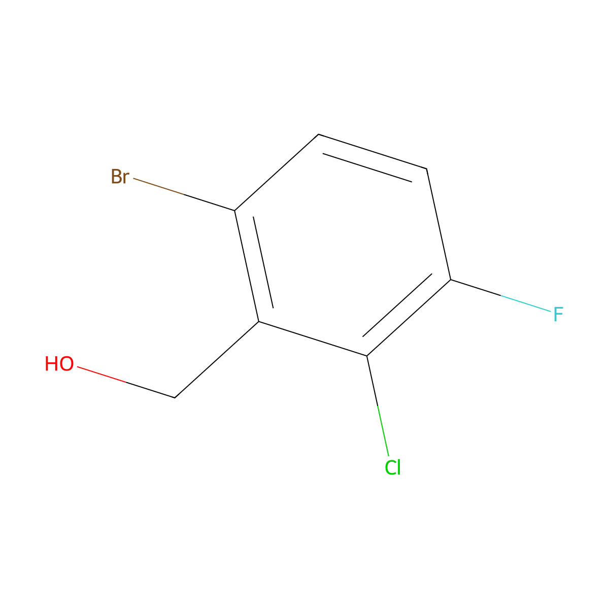 (6-Bromo-2-chloro-3-fluorophenyl)methanol molecular structure, CAS 2092620-31-8