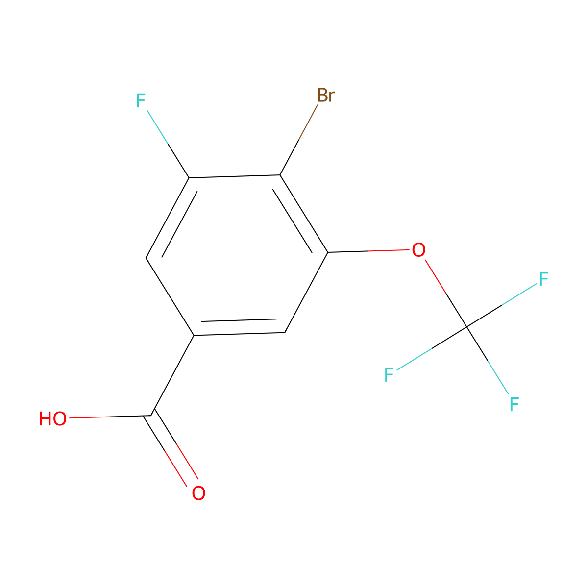 4-Bromo-3-fluoro-5-(trifluoromethoxy)benzoic acid molecular structure, CAS 2092620-94-3