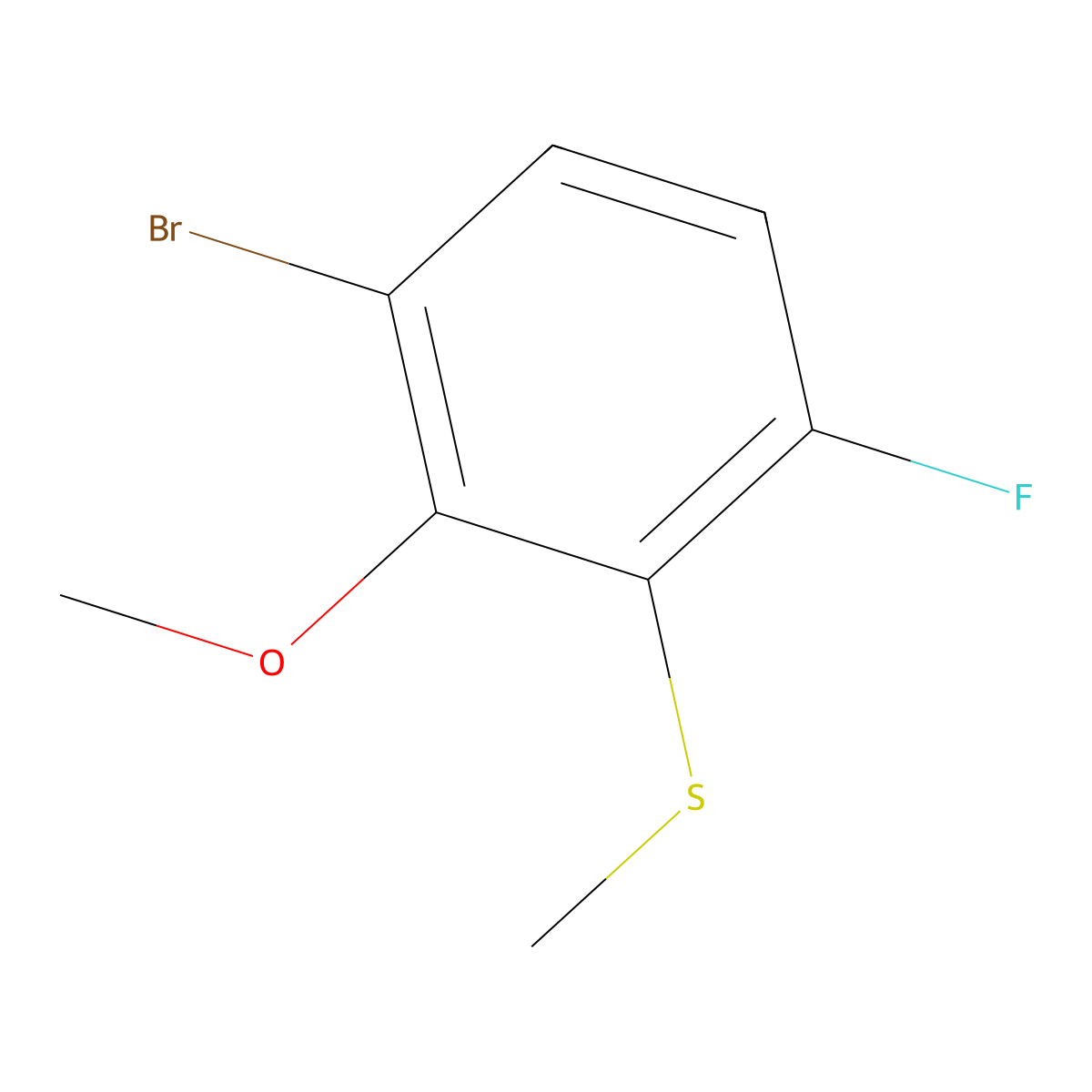 (3-Bromo-6-fluoro-2-methoxyphenyl)(methyl)sulfane molecular structure, CAS 2092621-02-6