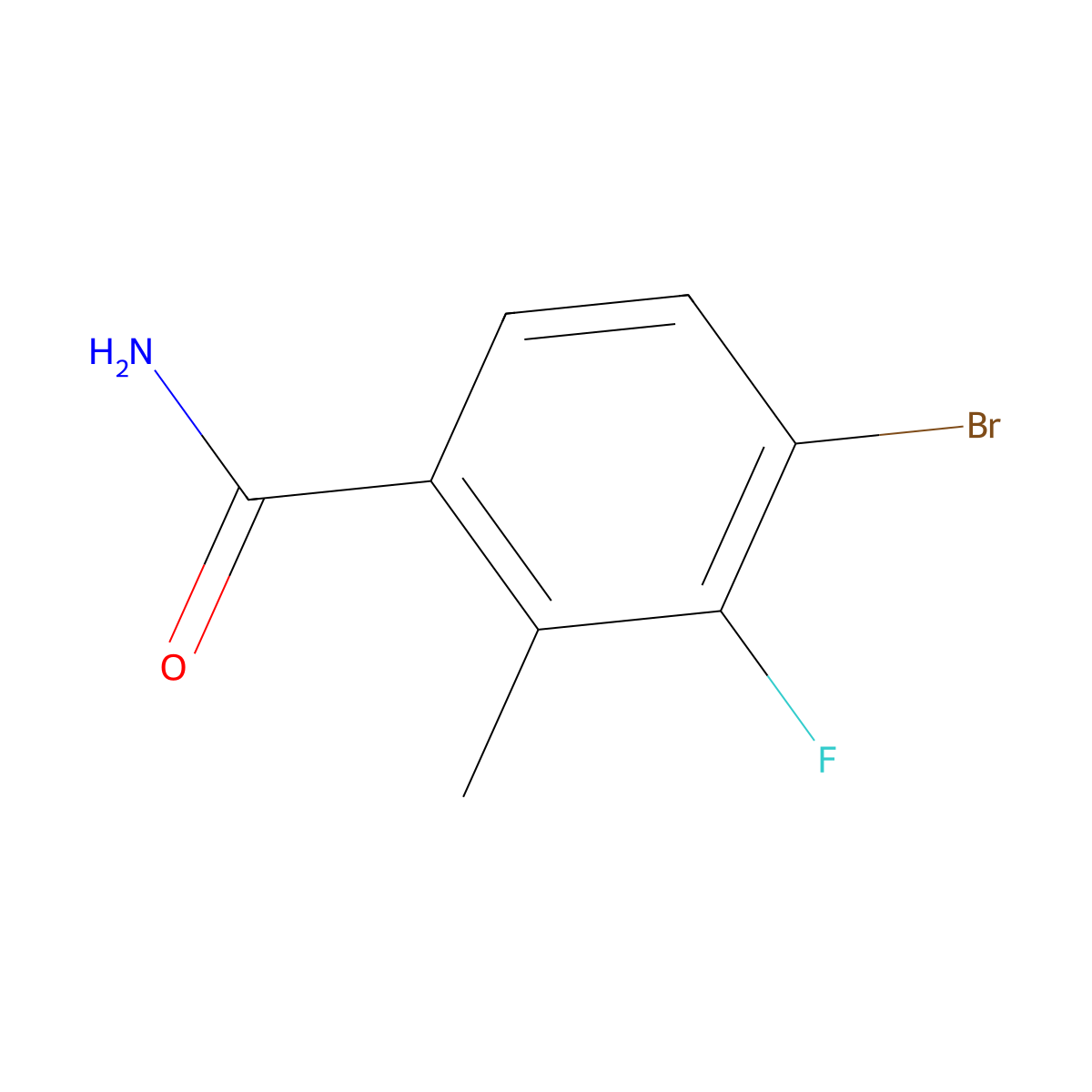 4-Bromo-3-fluoro-2-methylbenZamide molecular structure, CAS 2092621-82-2