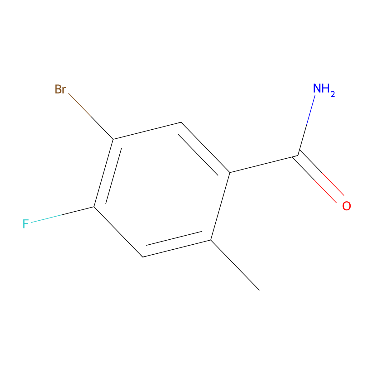 5-Bromo-4-fluoro-2-methylbenzamide molecular structure, CAS 2092621-91-3