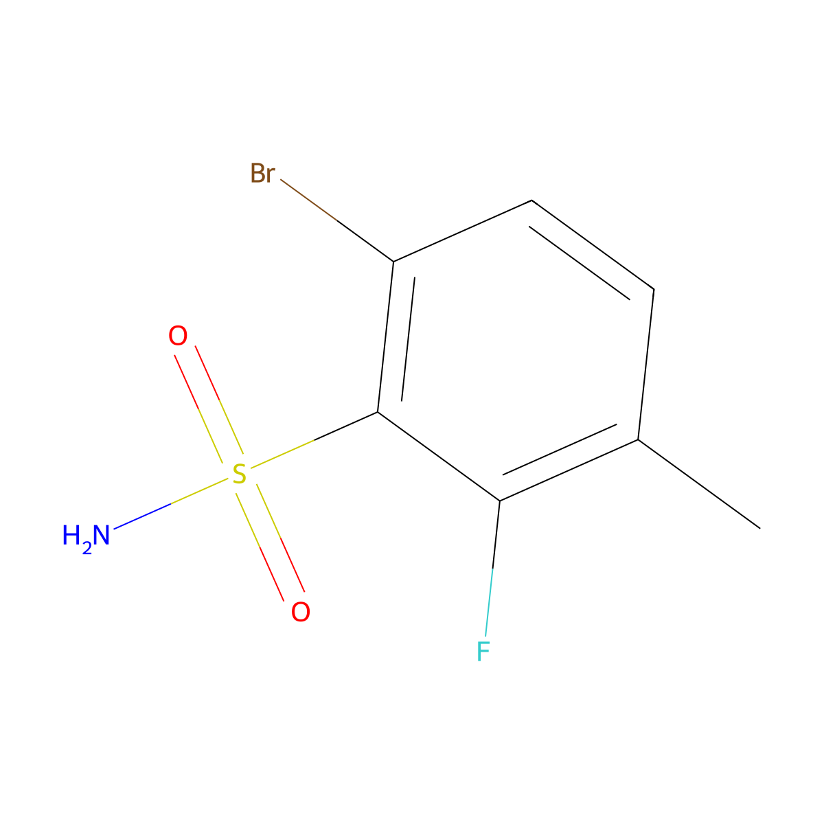 6-Bromo-2-fluoro-3-methylbenzene-1-sulfonamide molecular structure, CAS 2092622-11-0