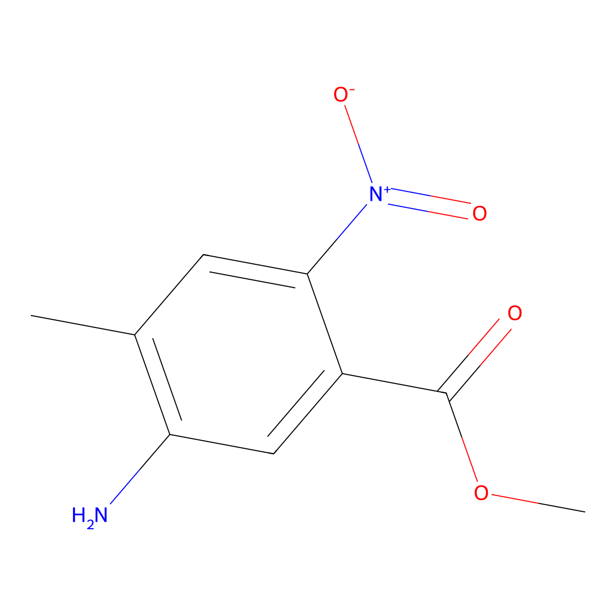 Methyl 5-amino-4-methyl-2-nitrobenzoate molecular structure, CAS 2092623-54-4