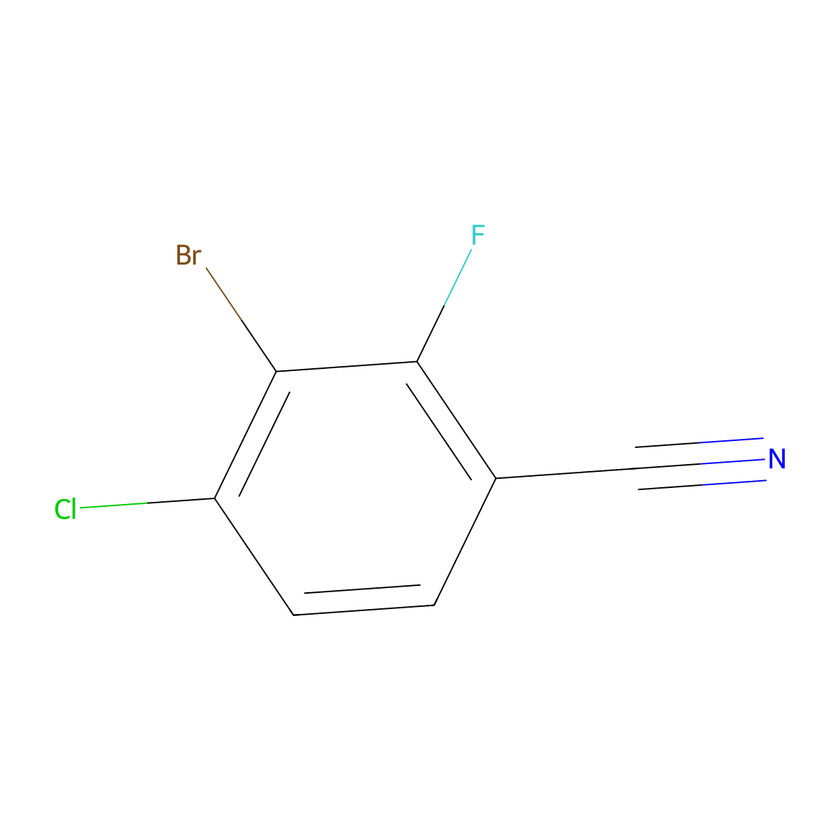 3-Bromo-4-chloro-2-fluorobenzonitrile molecular structure, CAS 2092624-38-7
