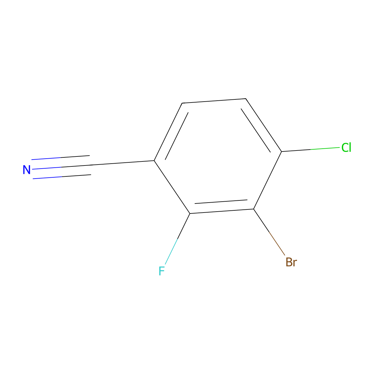 3-Bromo-4-chloro-2-fluorobenzonitrile molecular structure, CAS 2092624-38-7