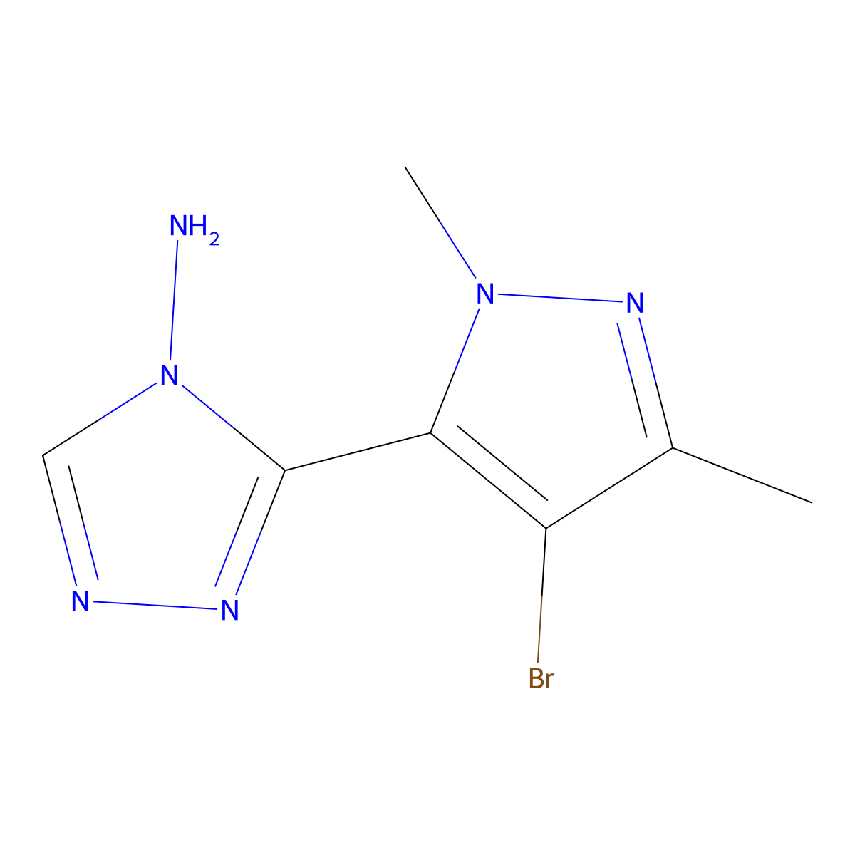 3-(4-bromo-1,3-dimethyl-1H-pyrazol-5-yl)-4H-1,2,4-triazol-4-amine molecular structure, CAS 2092646-44-9