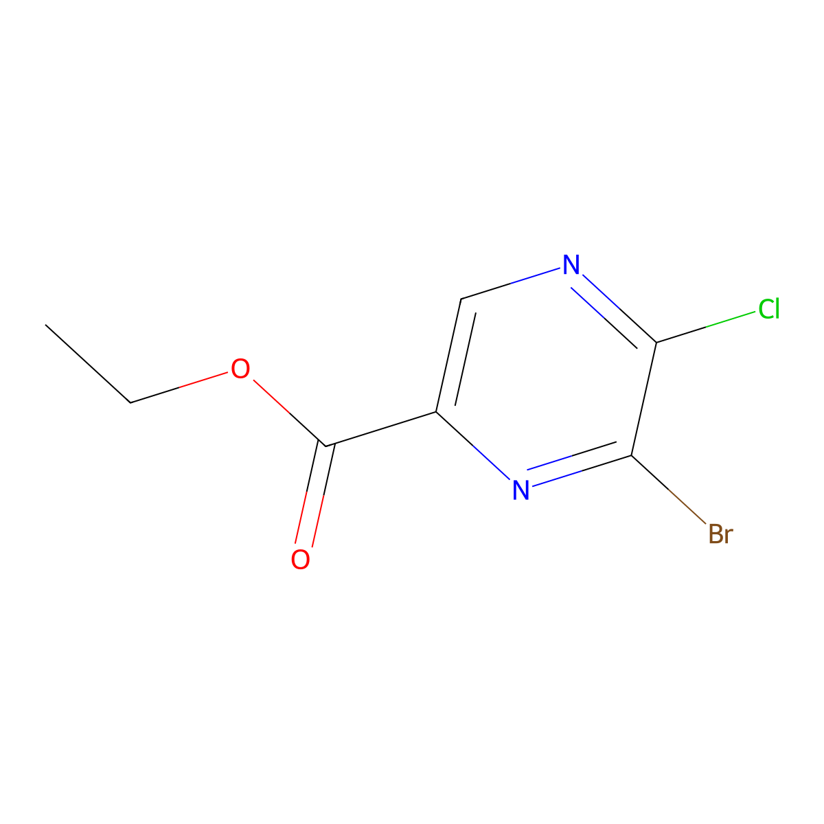 Ethyl 6-bromo-5-chloropyrazine-2-carboxylate molecular structure, CAS 2092661-57-7