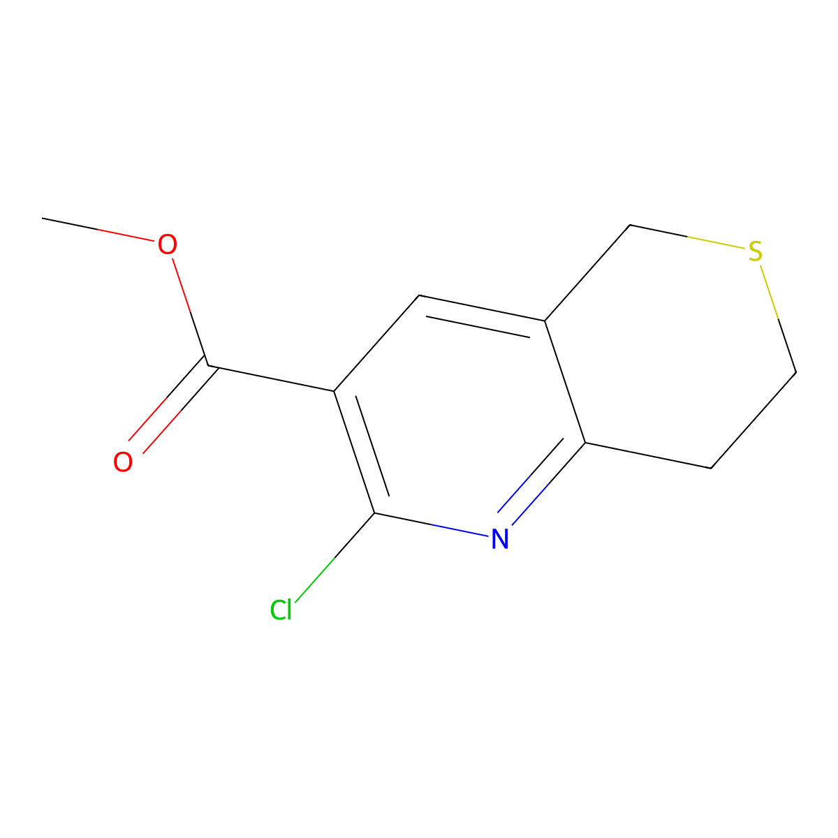 Methyl 2-chloro-7,8-dihydro-5H-thiopyrano[4,3-b]pyridine-3-carboxylate molecular structure, CAS 2092662-62-7