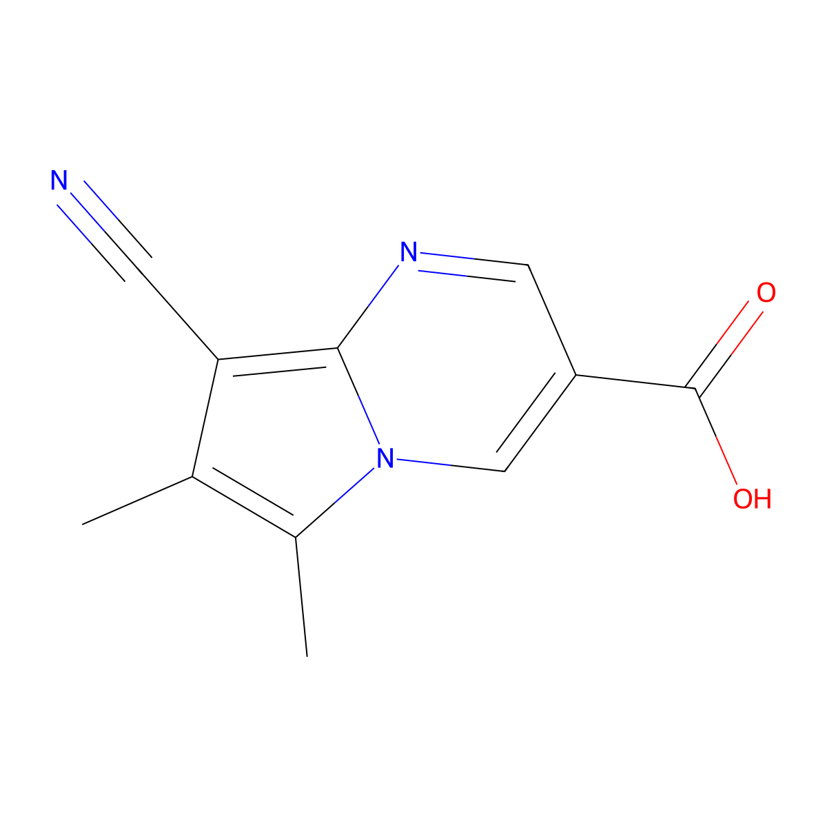 8-Cyano-6,7-dimethylpyrrolo[1,2-a]pyrimidine-3-carboxylic acid molecular structure, CAS 2092664-31-6