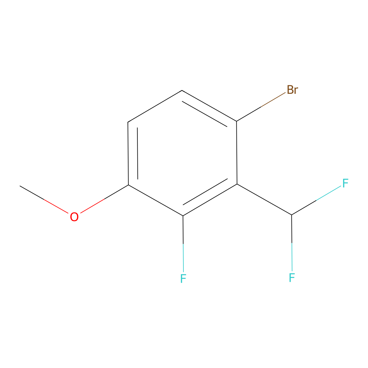 1-Bromo-2-(difluoromethyl)-3-fluoro-4-methoxy-benzene molecular structure, CAS 2092668-52-3