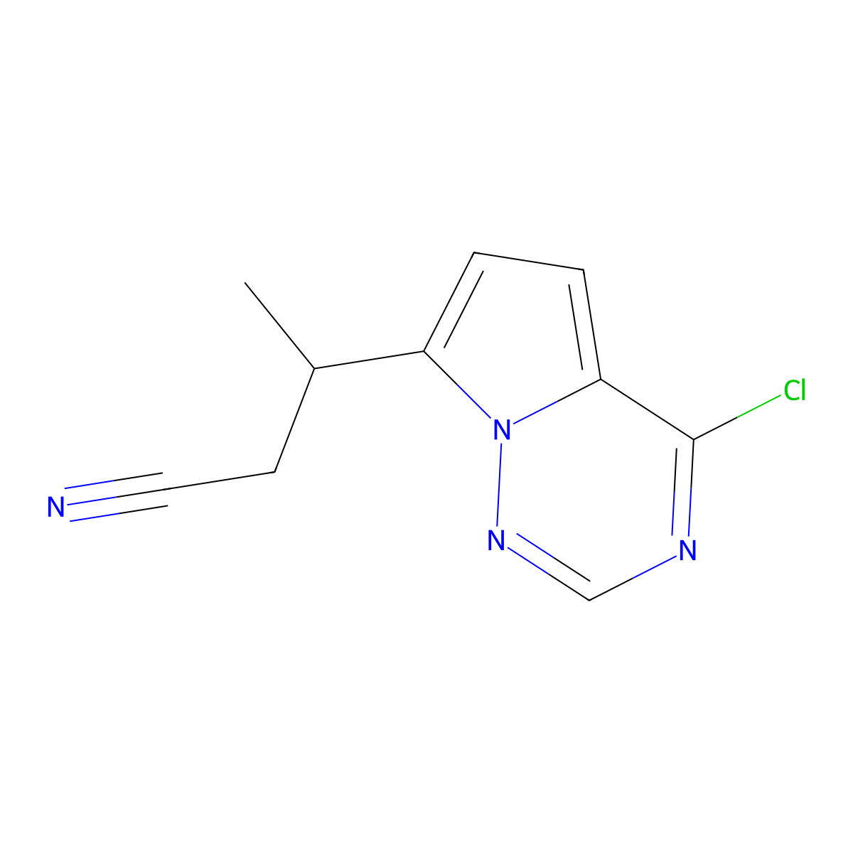 3-(4-Chloropyrrolo[2,1-f][1,2,4]triazin-7-yl)butanenitrile molecular structure, CAS 2092669-99-1