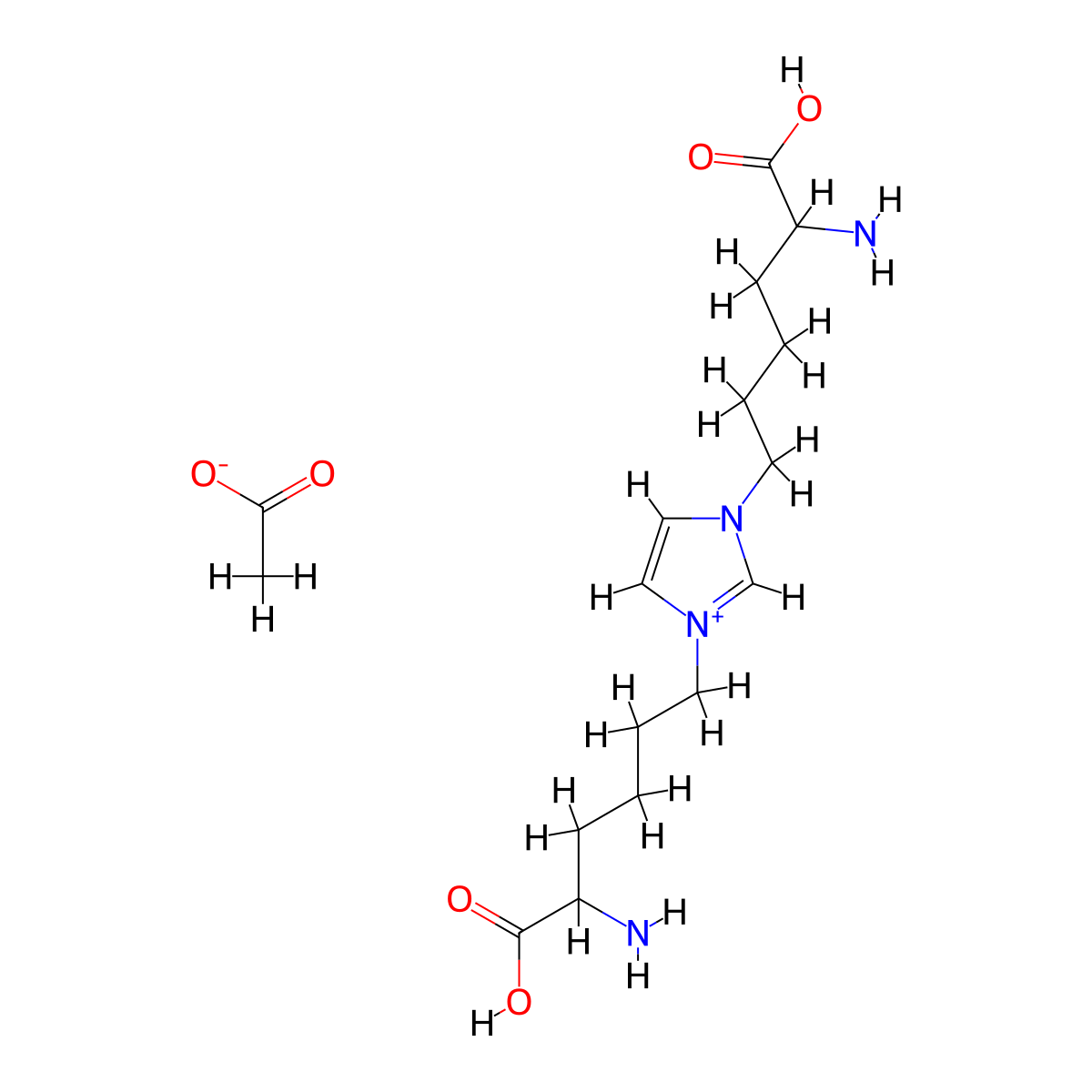 1,3-Bis(5-amino-5-carboxypentyl)-3H-imidazolium acetate molecular structure, CAS 209267-39-0