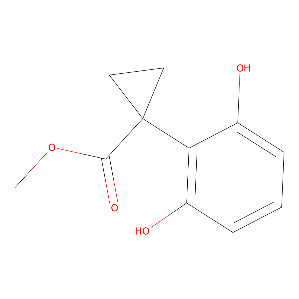 Methyl 1-(2,6-dihydroxyphenyl)cyclopropane-1-carboxylate molecular structure, CAS 2092670-24-9