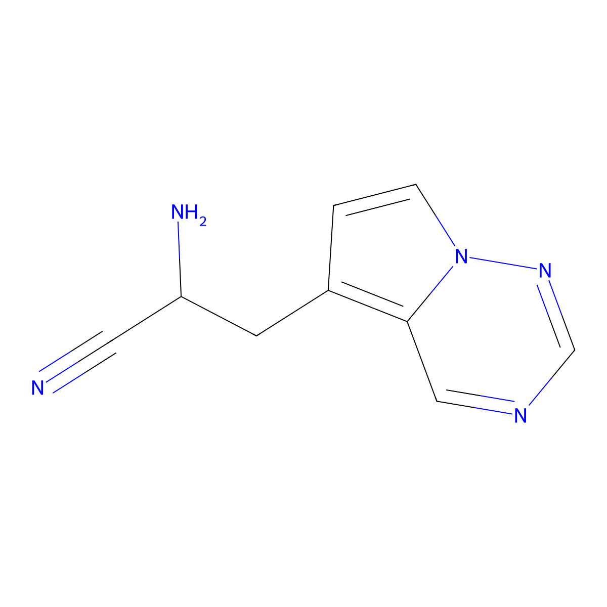 2-Amino-3-{pyrrolo[2,1-f][1,2,4]triazin-5-yl}propanenitrile molecular structure, CAS 2092670-62-5