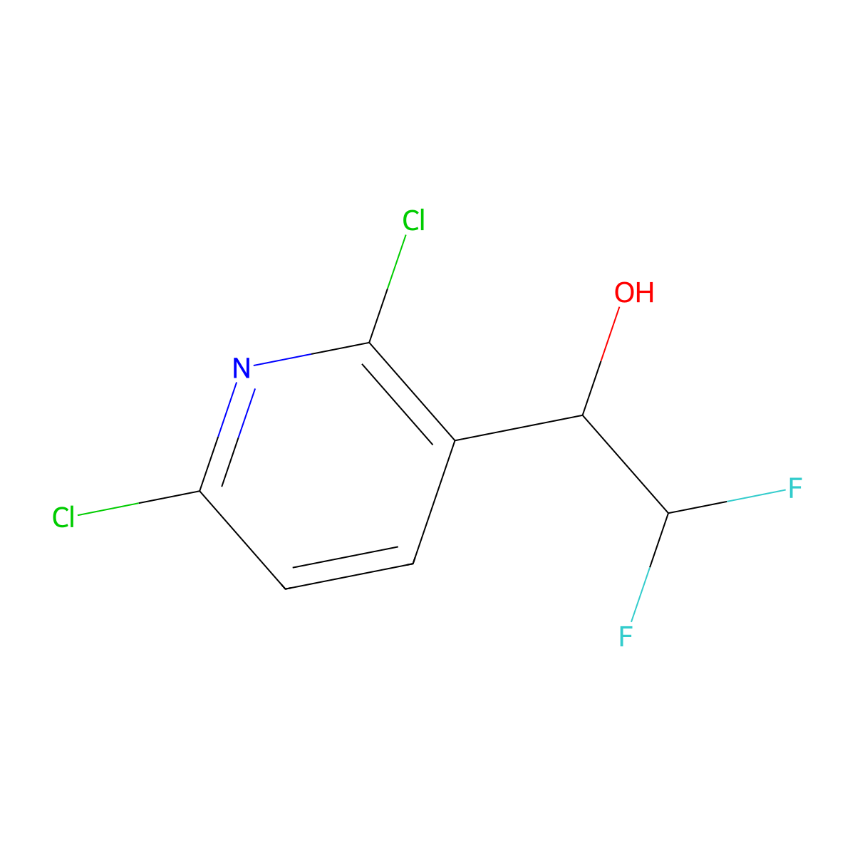 1-(2,6-Dichloropyridin-3-yl)-2,2-difluoroethan-1-ol molecular structure, CAS 2092678-63-0