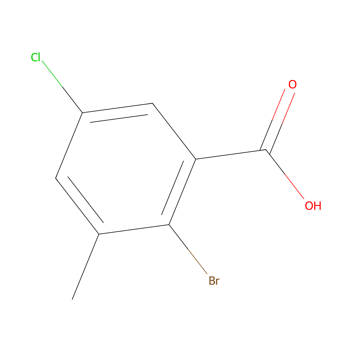 2-Bromo-5-chloro-3-methylbenzoic acid molecular structure, CAS 2092682-24-9