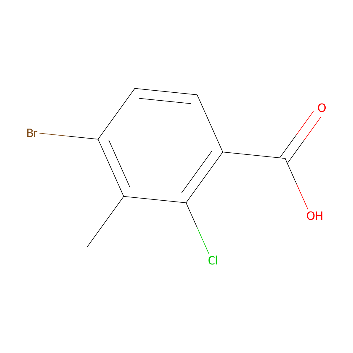 4-Bromo-2-chloro-3-methylbenzoic acid molecular structure, CAS 2092682-27-2