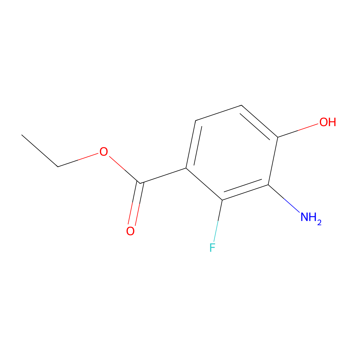 Ethyl 3-amino-2-fluoro-4-hydroxybenzoate molecular structure, CAS 2092685-86-2