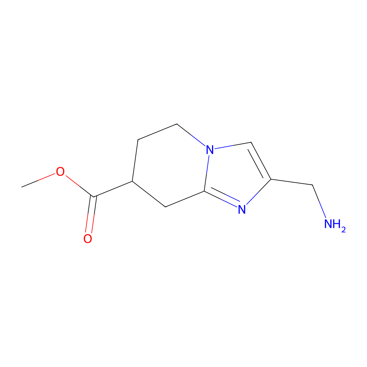 methyl 2-(aminomethyl)-5H,6H,7H,8H-imidazo[1,2-a]pyridine-7-carboxylate molecular structure, CAS 2092687-08-4