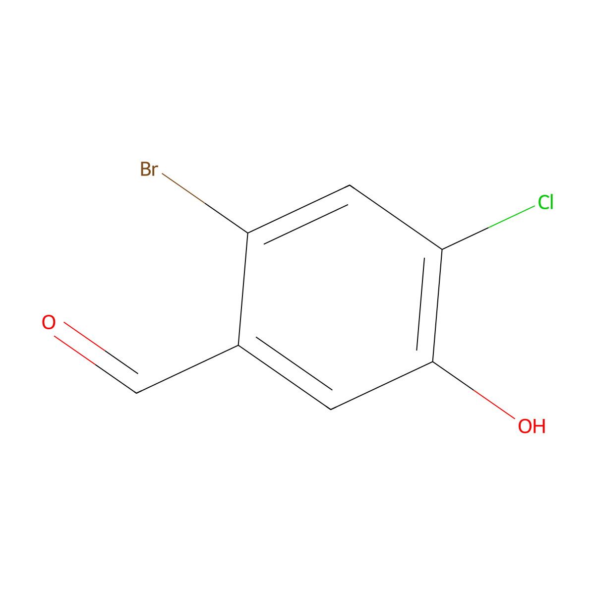 2-Bromo-4-chloro-5-hydroxybenzaldehyde molecular structure, CAS 2092689-21-7
