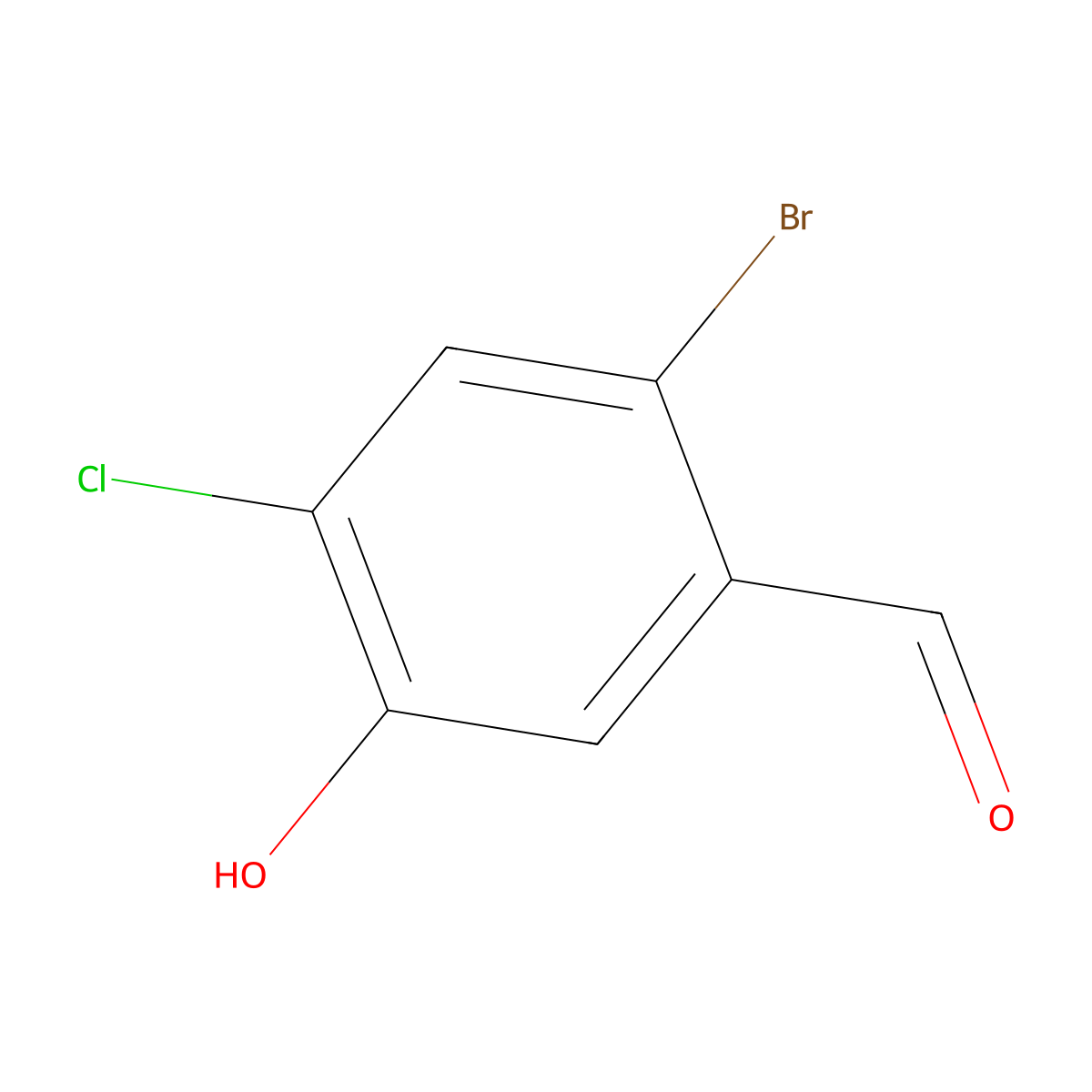 2-Bromo-4-chloro-5-hydroxybenzaldehyde molecular structure, CAS 2092689-21-7