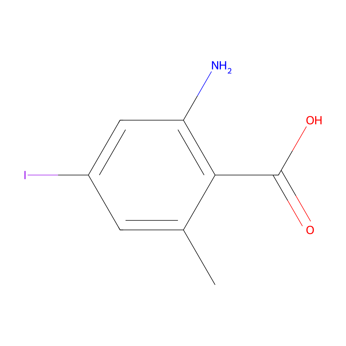 2-Amino-4-iodo-6-methylbenzoic acid molecular structure, CAS 2092690-44-1