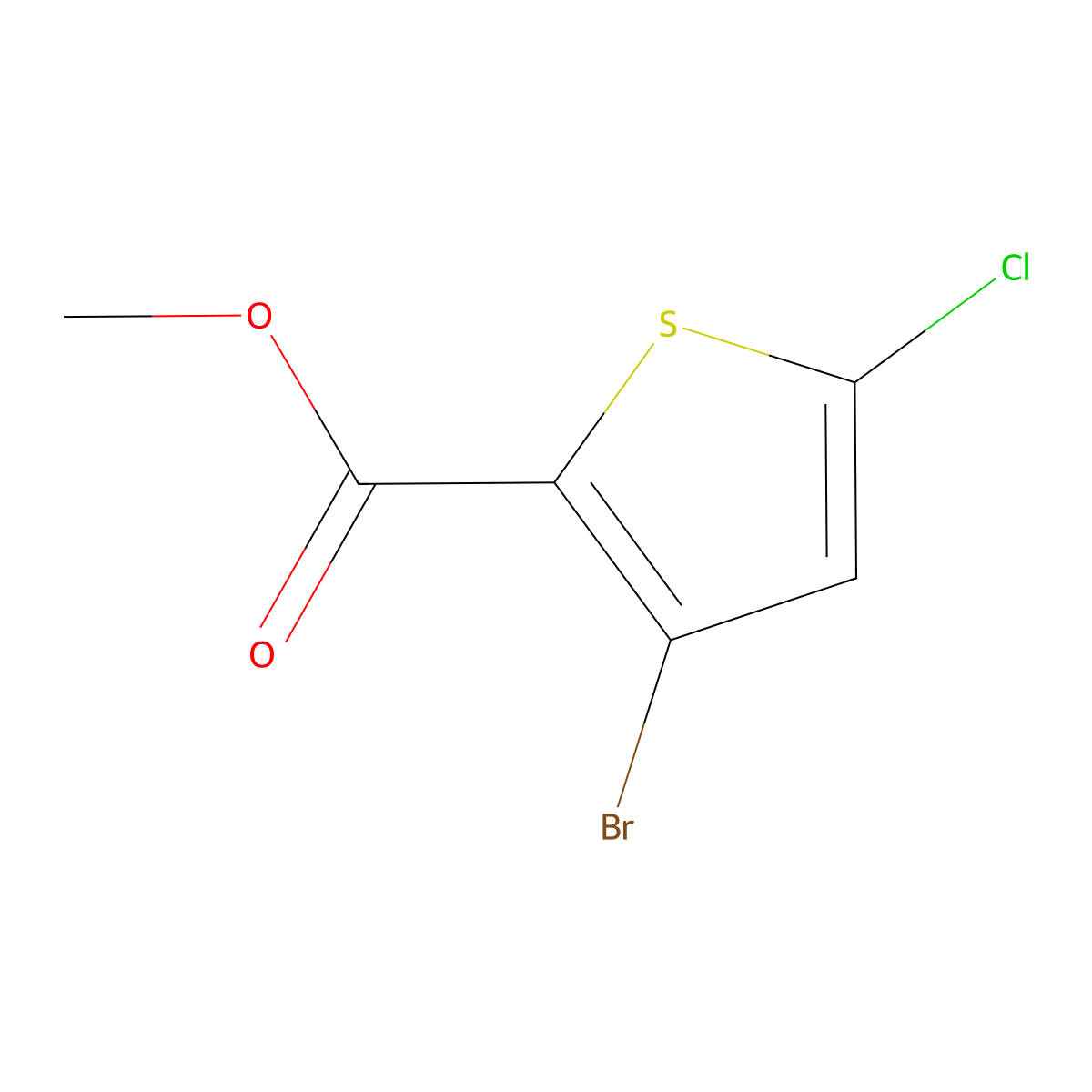 2-Thiophenecarboxylic acid, 3-bromo-5-chloro-, methyl ester molecular structure, CAS 2092690-86-1